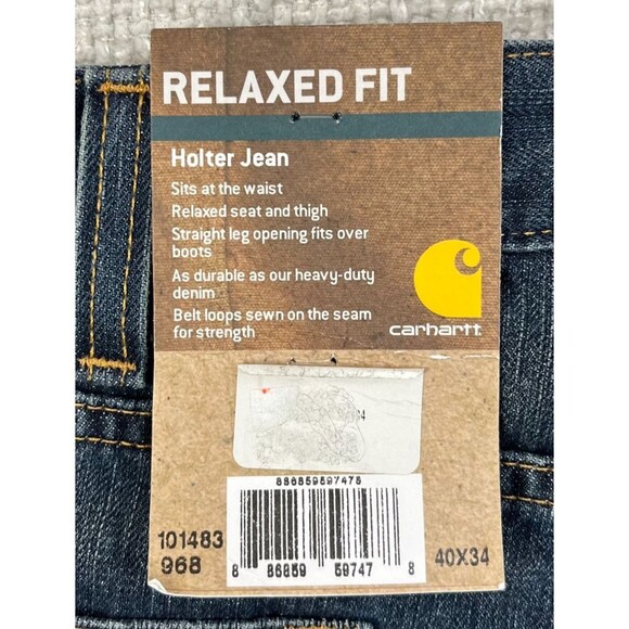 NEW Carhartt Jeans Men’s 40x34 Relaxed Fit Straight Workwear Blue Holter 101483 - Picture 5 of 10